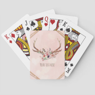 Jeu De Cartes Rose Blush Rose Floral Deer Antlers Boho Chic