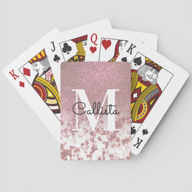 Jeu De Cartes Rose brillant Parties scintillant or Marbre Ombre  (dos)