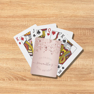 Jeu De Cartes Rose de fête d'anniversaire or rose glitstars glam