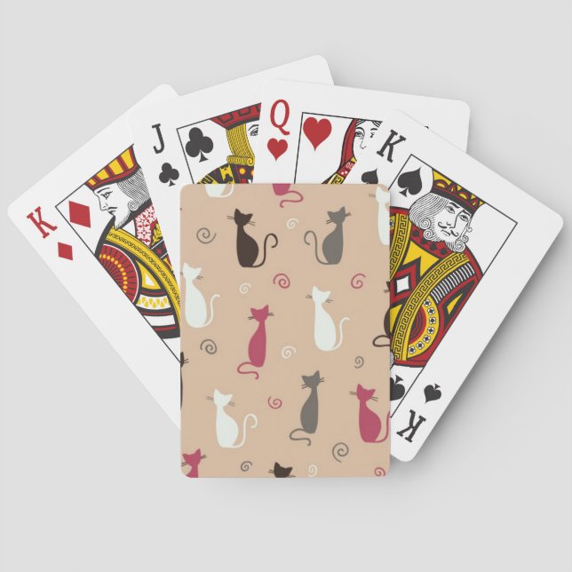 Jeu De Cartes rose de motif de chats (dos)