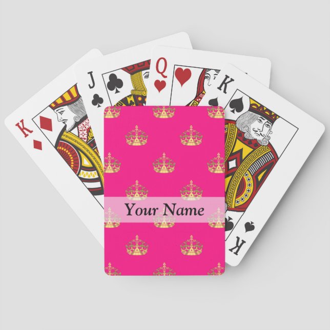 Jeu De Cartes Rose et motif de couronne d'or (dos)