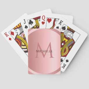 Jeu De Cartes Rose Gold Custom Monogramme Élégant Modèle moderne