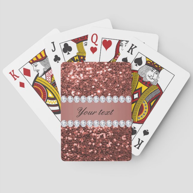 Jeu De Cartes Rose Gold Faux Parties scintillant et Diamonds Per (dos)