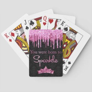 Jeu De Cartes Rose Pailleté Noir Née pour Briller