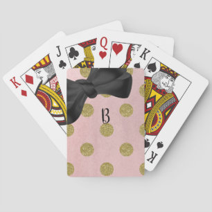 Jeu De Cartes Rose Pâle Doré Pailleté Glamour Points de Polka Mi