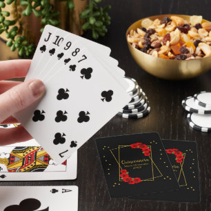 Jeu De Cartes Rose rouge Noir et or Quinceañera