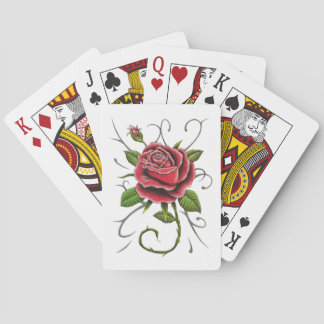 Jeu De Cartes "Rose rouge style tatouage"