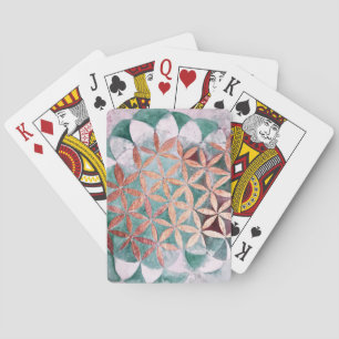 Jeu De Cartes Rose Turquoise Abstrait Gold Aquarelle Rosette Mot