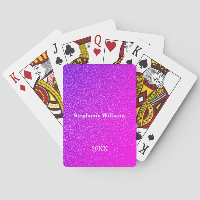Jeu De Cartes Rose violet violet Parties scintillant Personnalis (dos)