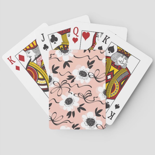 Jeu De Cartes roses Abstraits, couleurs pâles, motif vintage. (dos)