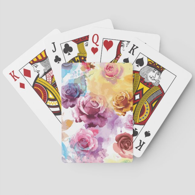 Jeu De Cartes Roses aquarelle (dos)