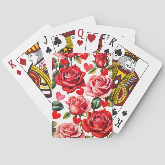 Jeu De Cartes Roses et coeurs (dos)