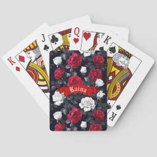 Jeu De Cartes Roses noires et blanches rouges Goth