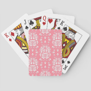Jeu De Cartes Roses Style Floral Motif Art Damassé