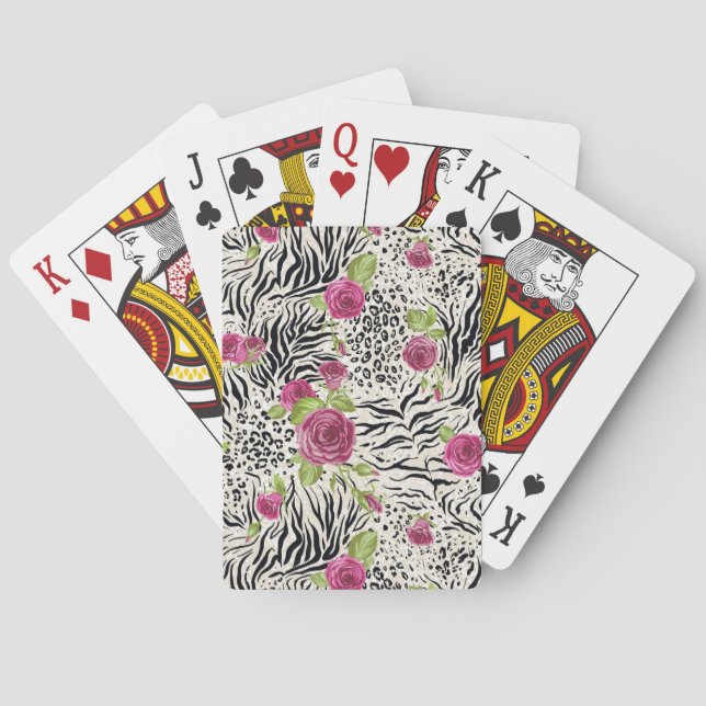 Jeu De Cartes Roses sur le motif animal (dos)