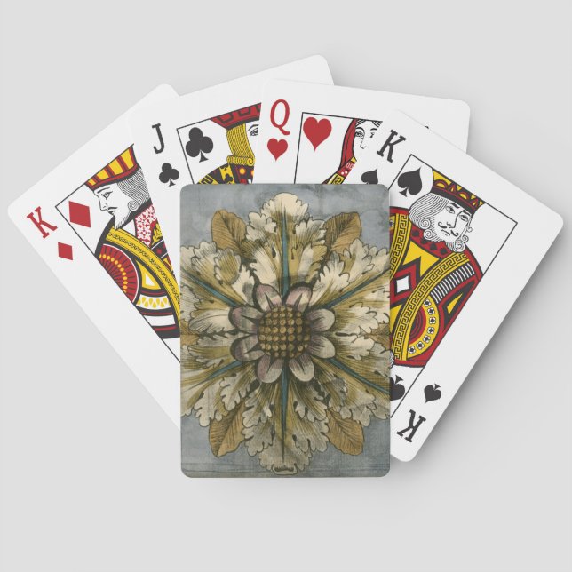 Jeu De Cartes Rosette décorative Demask sur Arrière - plan gris (dos)