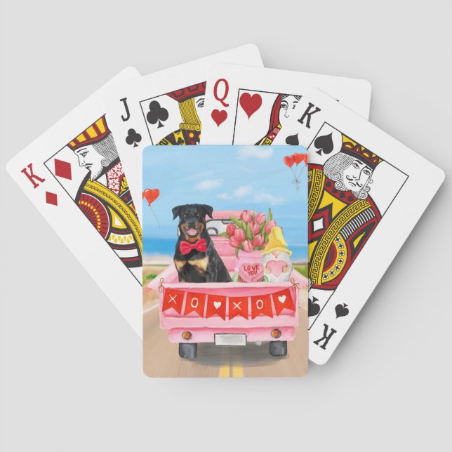 Jeu De Cartes Rottweiler Chien Saint Valentin Coeurs de Camion (dos)