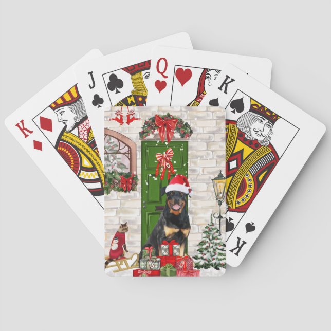 Jeu De Cartes Rotweiler Chien Noël (dos)