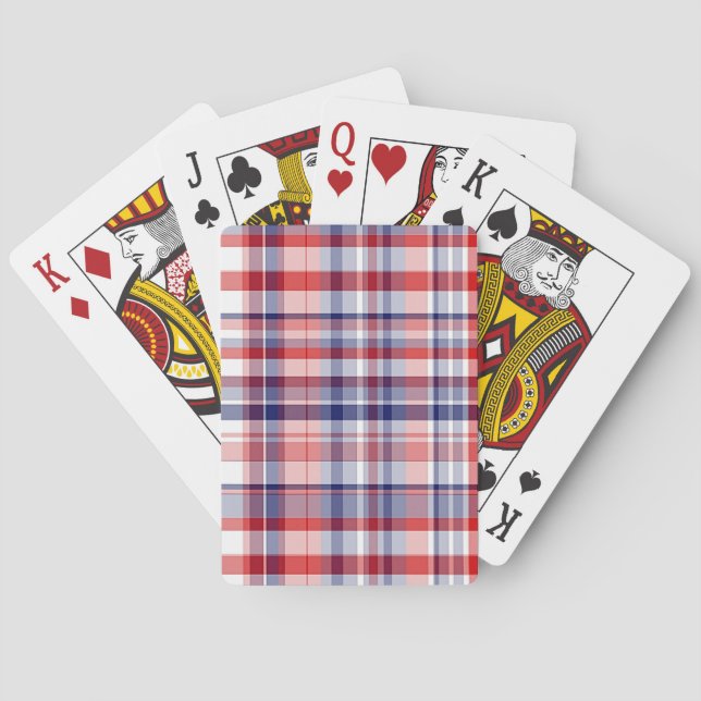 Jeu De Cartes Rouge, Blanc, Bleu Preppy Madras Plaid (dos)