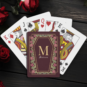 Jeu De Cartes Rouge Gothique Thorn Rose Coffin Monogramme Cartes