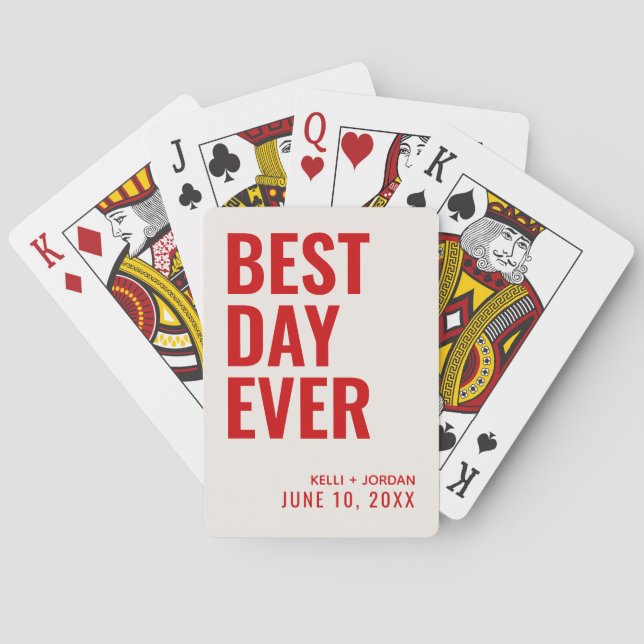 Jeu De Cartes Rouge Meilleur Jour Jamais Mariage Jouer Cartes (dos)