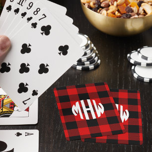 Jeu De Cartes Rouge Noir Wht Cercle Monogramme Plaid de Buffalo 