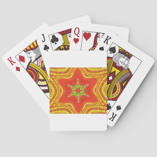 Jeu De Cartes Rouge or vert Mandala Art Imprimer (dos)