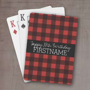 Jeu De Cartes Rouge rustique et noir Buffalo plaqué fête d'anniv