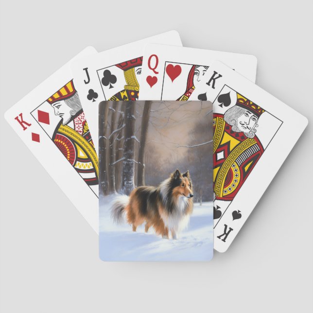 Jeu De Cartes Rough Collie Laisser Neige Noël (dos)
