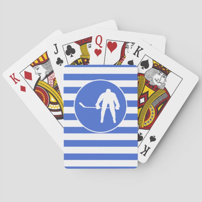 Jeu De Cartes Royal Blue and White Strips; Hockey (dos)