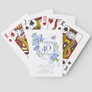 Jeu De Cartes Ruban de rose bleu 40e anniversaire
