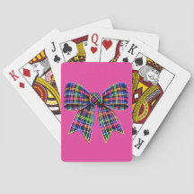 Ruban Tartan à Nœud Néon Rose Écossais Mignon