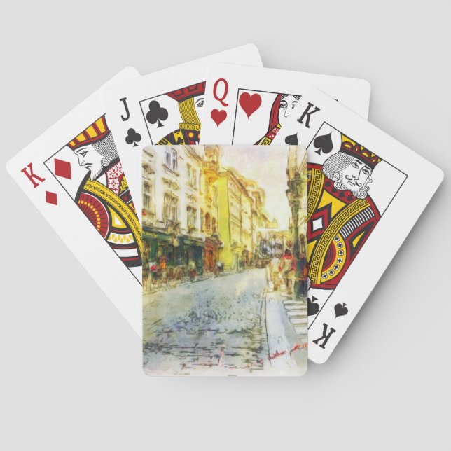 Jeu De Cartes Rues de vieille aquarelle de Prague (dos)