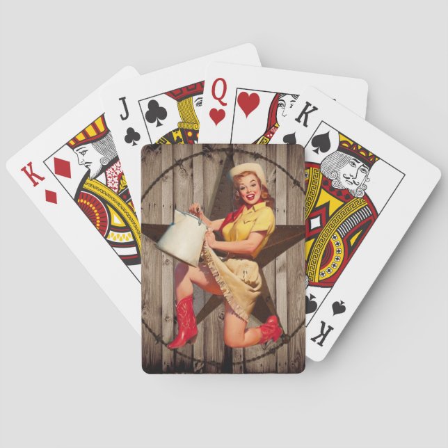 Jeu De Cartes rustic BarnWood Texas star western country cowgirl (dos)