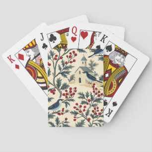 Jeu De Cartes Rustic Bird et Poinsettia Motif de Noël (19)