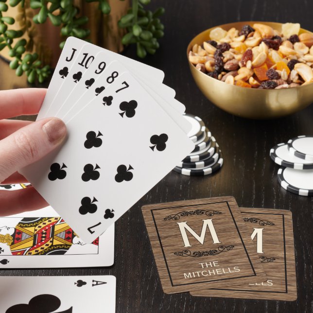 Jeu De Cartes Rustic Classy Style Country Motif de grain de bois (In Situ)