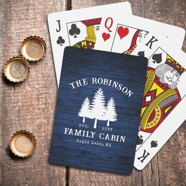Jeu De Cartes Rustic Country Family Cabine Arbres Blue Wood Impr (Créateur téléchargé)