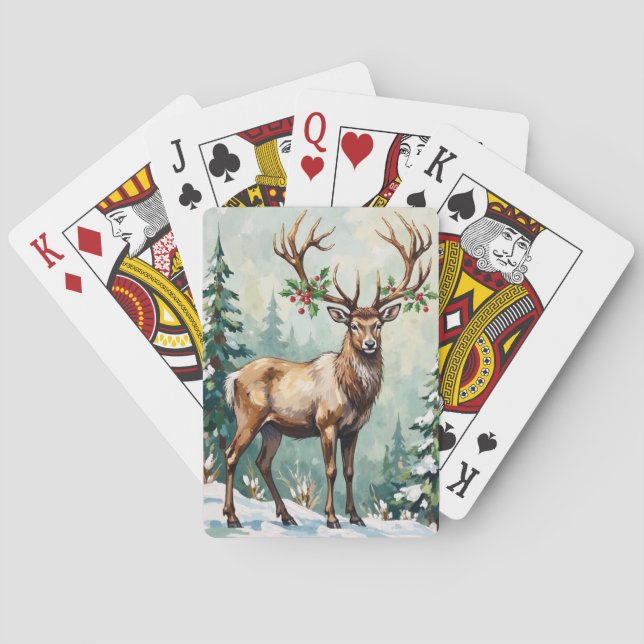Jeu De Cartes Rustic Woodland Reindeer Elegant Christmas Art (dos)