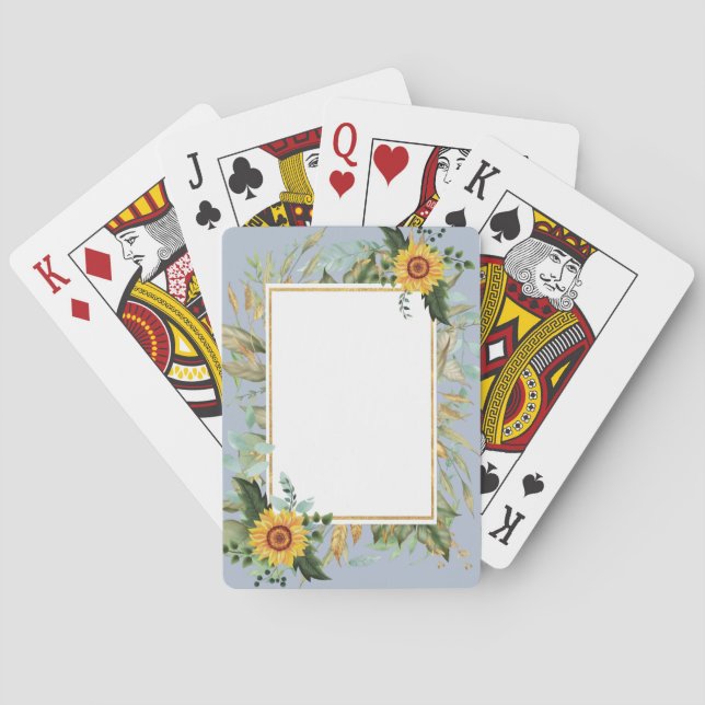 Jeu De Cartes Rustique BOHO Sunflowers Mariage de verdure (dos)