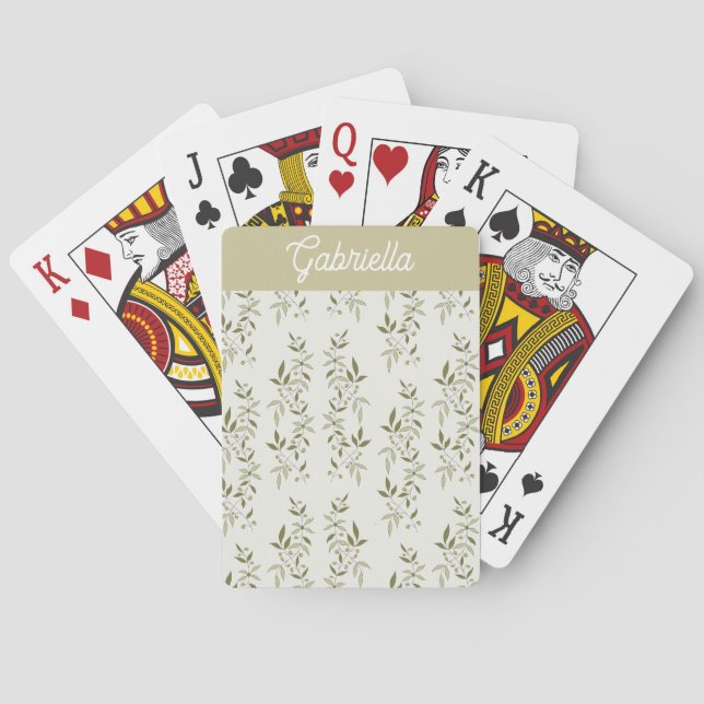 Jeu De Cartes Sage green French country Olive pattern name (dos)