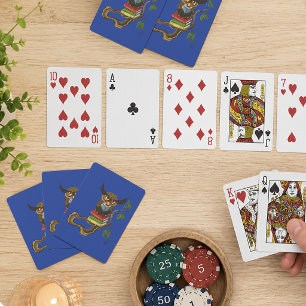 Jeu De Cartes Sage Petit Hibou Brun Bleu Lisant des Livres