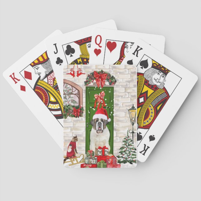 Jeu De Cartes Saint Bernard Chien Noël (dos)