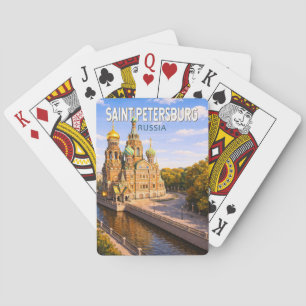 Jeu De Cartes Saint-Pétersbourg Russie Illustration Voyage Art