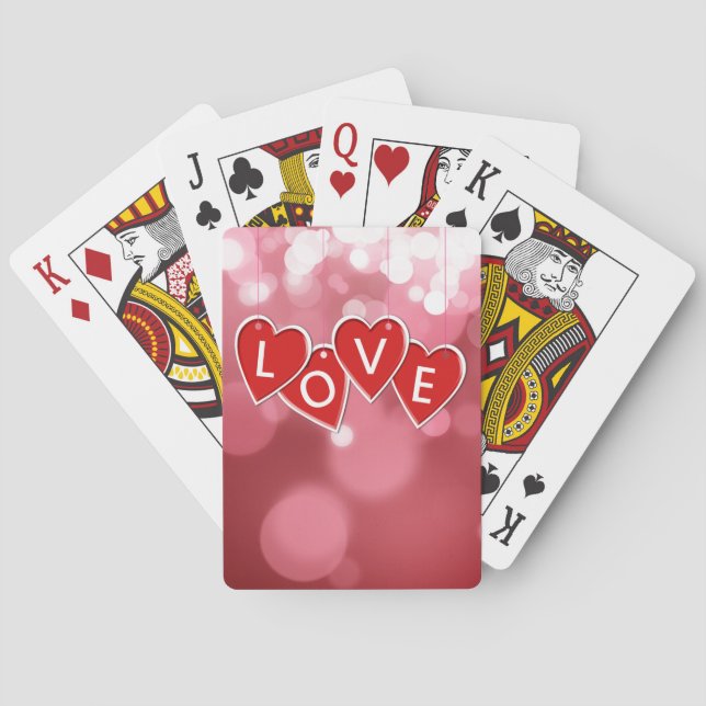 Jeu De Cartes Saint Valentin Amour Coeurs rouges (dos)