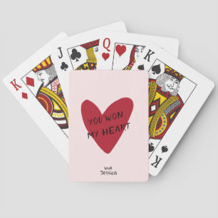 Jeu De Cartes Saint-Valentin coeur rouge sur le bg rose