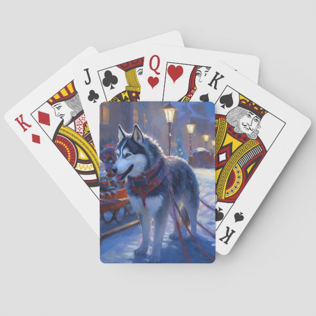 Jeu De Cartes Saison de Noël Sibérienne Husky (dos)