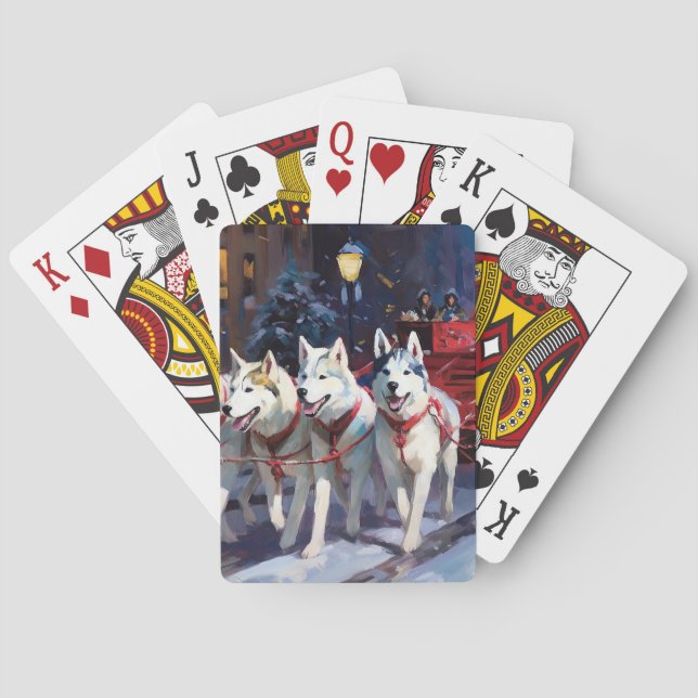Jeu De Cartes Saison de Noël Sibérienne Husky (dos)