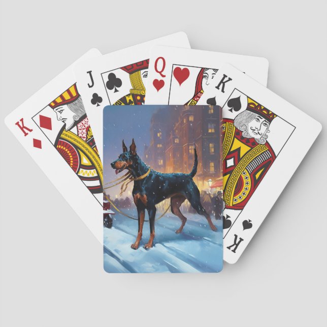 Jeu De Cartes Saison Festive de Noël Doberman (dos)
