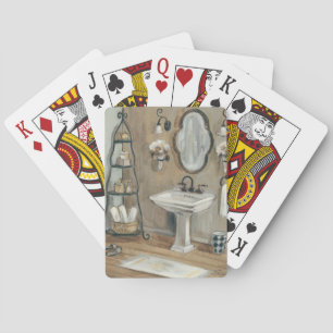 Jeu De Cartes Salle de bains française avec le miroir et l'évier
