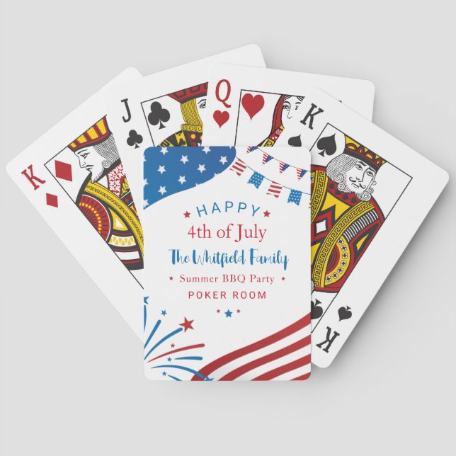 Jeu De Cartes Salle de Jeux de la famille 4 juillet personnalisé (dos)